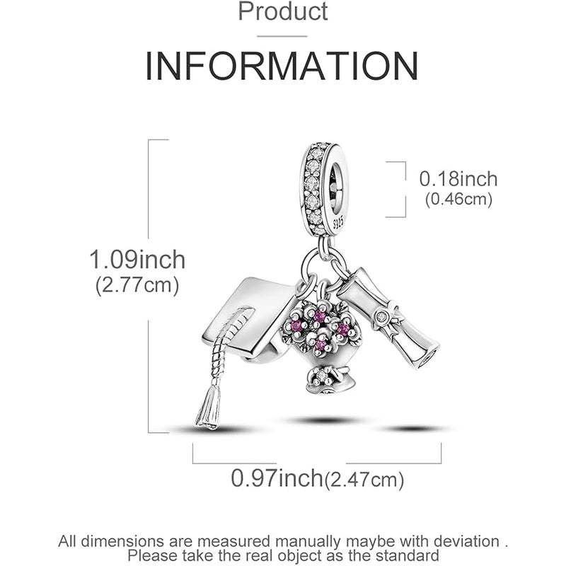 MULA 925 Sterling Silver Charms for Bracelets and Necklaces Beads Dangle Pendants Jewelry Gifts for Women Girls, Sterling Silver, Cubic Zirconia - Image 4