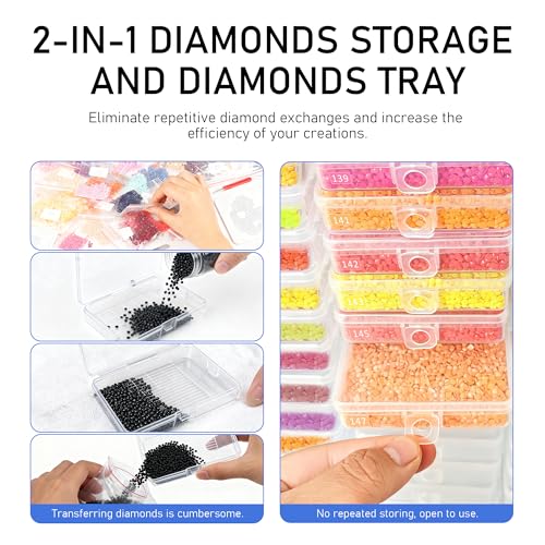 Sumekar 15PCS Extra Large Diamond Painting Storage Containers Trays,Diamond Painting Accessories,2-in-1 Diamond Art Trays with Lids(Clear) - Image 4