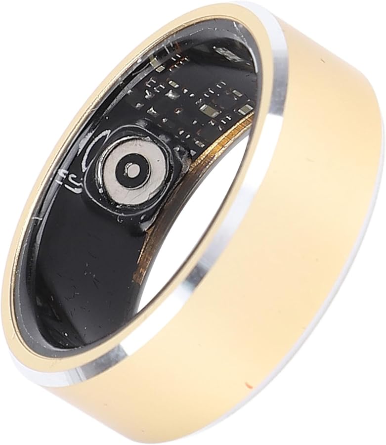 Smart Ring Health Tracker IP68 Bluetooth 5 1 Fitness Ring With Body Temperature Monitoring Step Count And Sleep Tracker Gold Size 9 - Image 1