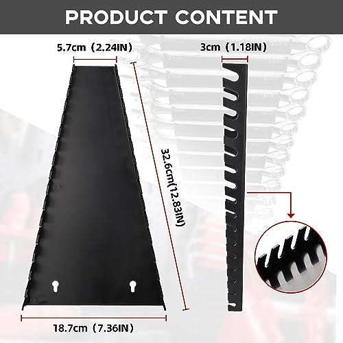Reniteco Plastic Wrench Organizer, Premium High-density Wrench Holder, Large Wrench Racks for Wall and Tool Box, 64 Slots Fit SAE&Metric Wrench Tray(4Black) - Image 3