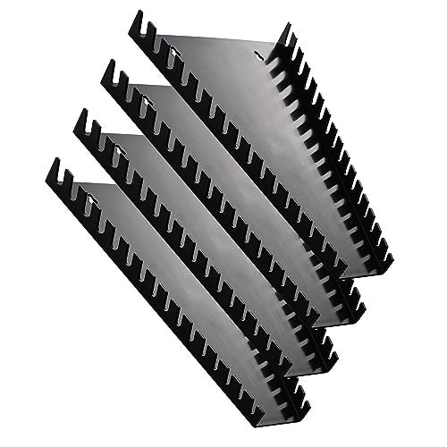 Reniteco Plastic Wrench Organizer, Premium High-density Wrench Holder, Large Wrench Racks for Wall and Tool Box, 64 Slots Fit SAE&Metric Wrench Tray(4Black) - Image 1