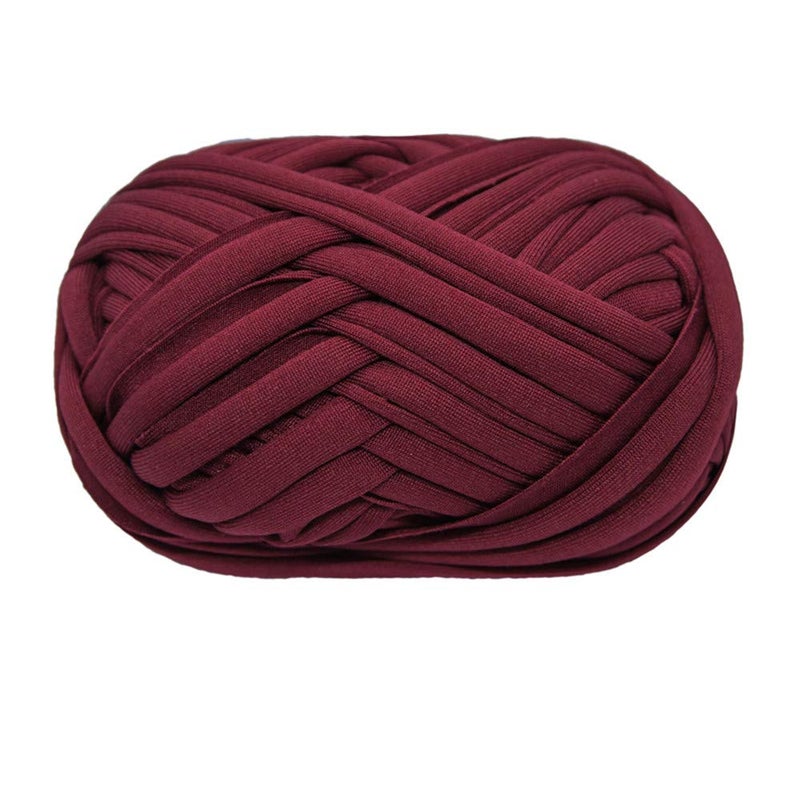 TShirt Yarn Knitting Yarn Fabric Crochet Cloth for Summer Hand DIY Bag Blanket Cushion Crocheting Projects 100g 13 Wine Red