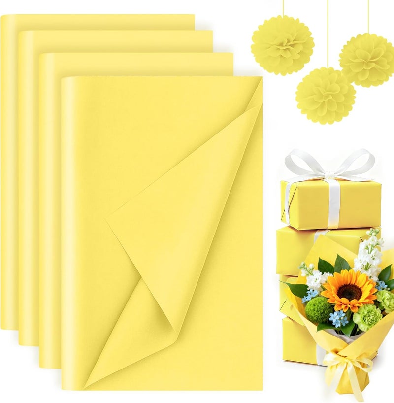 Koogel 330 Sheets Tissue Paper Bulk, 14 x 10 Inch Yellow Gift Wrapping Tissue Paper for Wedding Birthday DIY Crafts Art Project - Image 1