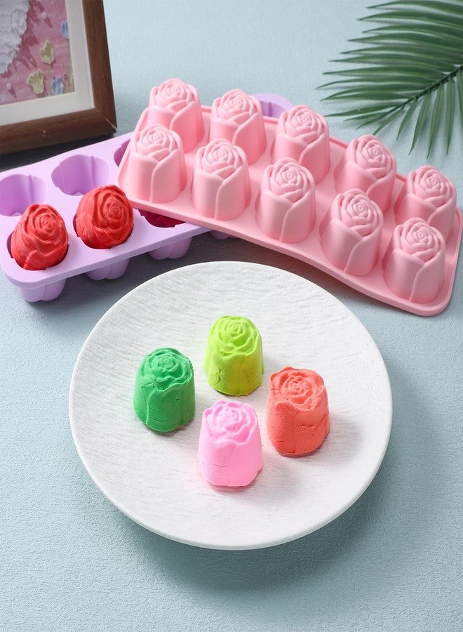 Psiriol 10 Cavity Rose Silicone Mold, 3D Flower Cake Resin Mold, Rose Candy Chocolate Ice Cube Fondant Molds, Baking Molds for Kitchen Baking - Image 4