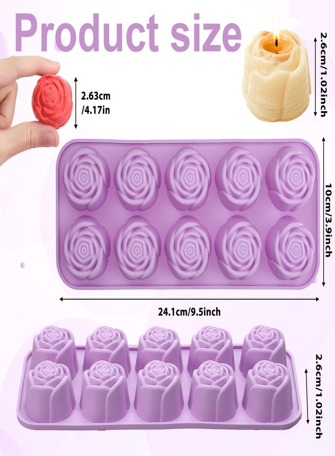 Psiriol 10 Cavity Rose Silicone Mold, 3D Flower Cake Resin Mold, Rose Candy Chocolate Ice Cube Fondant Molds, Baking Molds for Kitchen Baking - Image 2