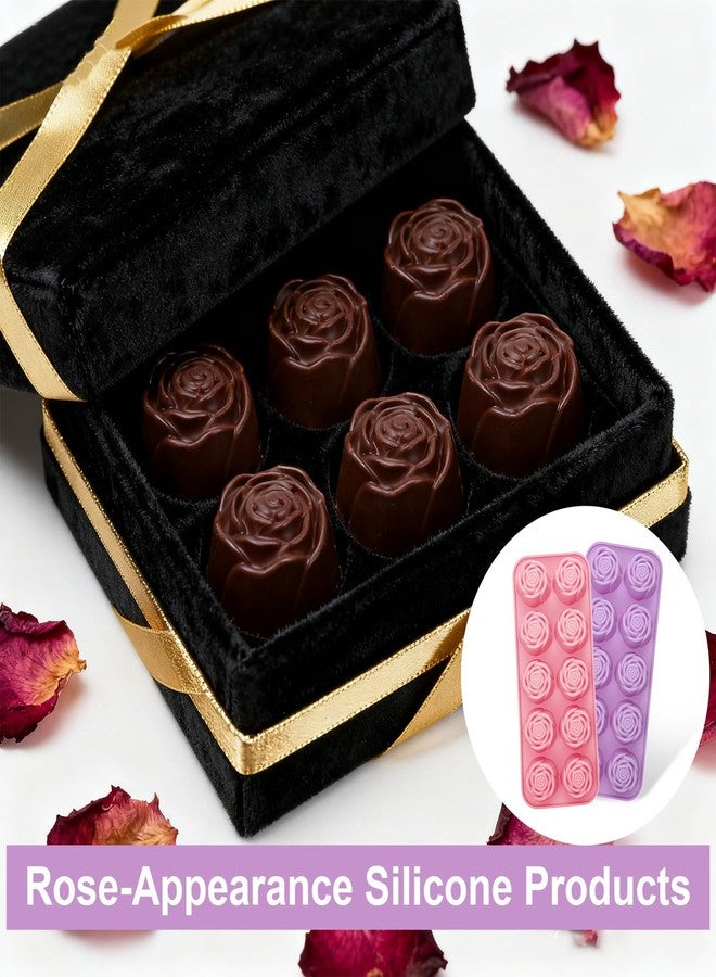 Psiriol 10 Cavity Rose Silicone Mold, 3D Flower Cake Resin Mold, Rose Candy Chocolate Ice Cube Fondant Molds, Baking Molds for Kitchen Baking - Image 5
