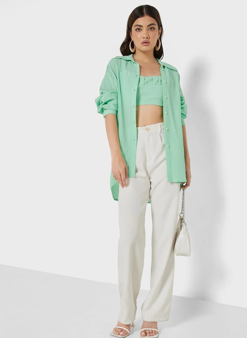 Nocturne Crop Top & Button Down Shirt Set