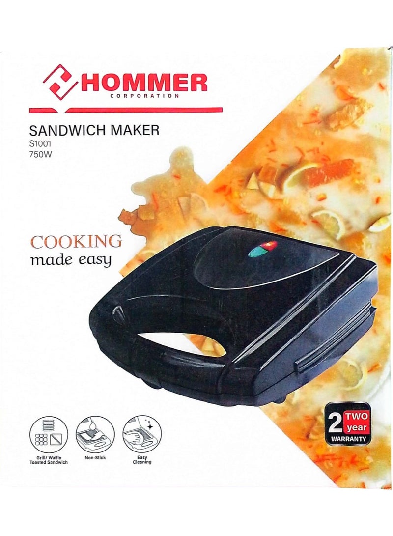 Hammer 3 in 1 Large Sandwich Maker Stainless Steel Unbreakable 4 Slices Black 750W 2 Years Warranty - Image 2