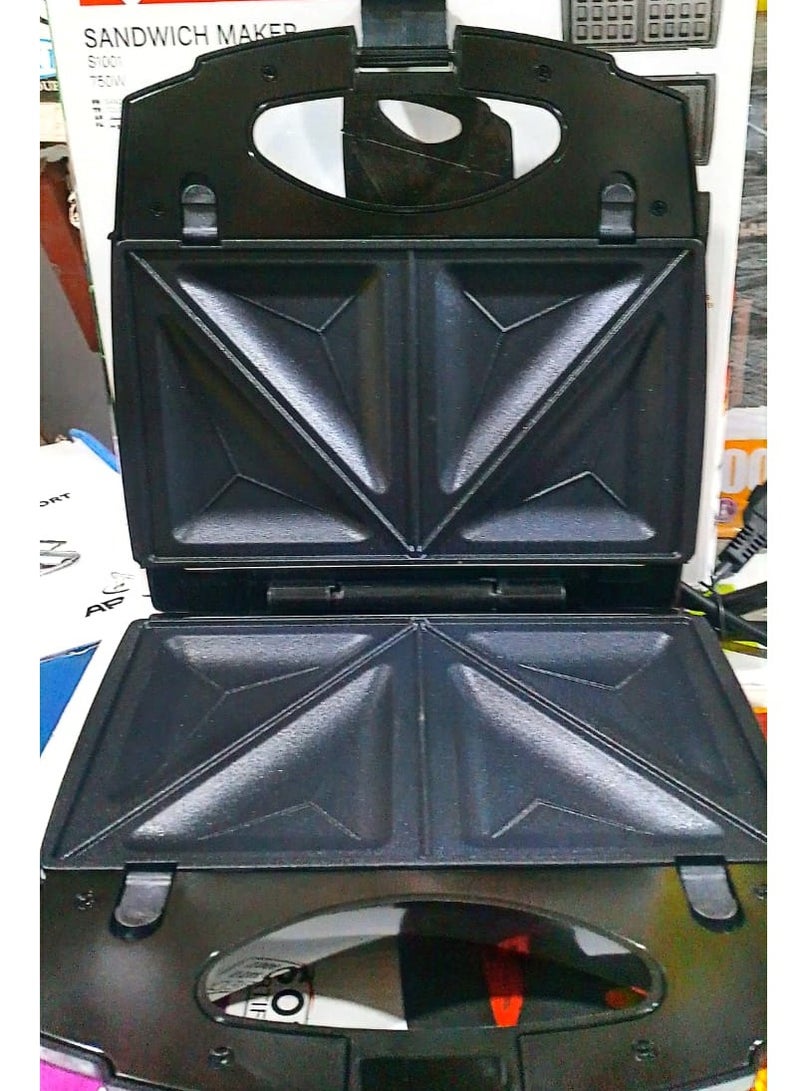 Hammer 3 in 1 Large Sandwich Maker Stainless Steel Unbreakable 4 Slices Black 750W 2 Years Warranty - Image 3