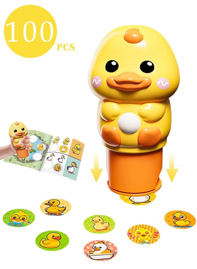 فيلكرو 100 قطعة من ملصقات البطة الصفراء الصغيرة القابلة للإزالة، لوحة أنشطة صغيرة وختم ملصقات، أفضل الألعاب لإبقاء الأطفال الصغار مشغولين، مناسبة كهدية للأولاد والبنات من سن 3 سنوات فما فوق - Image 1