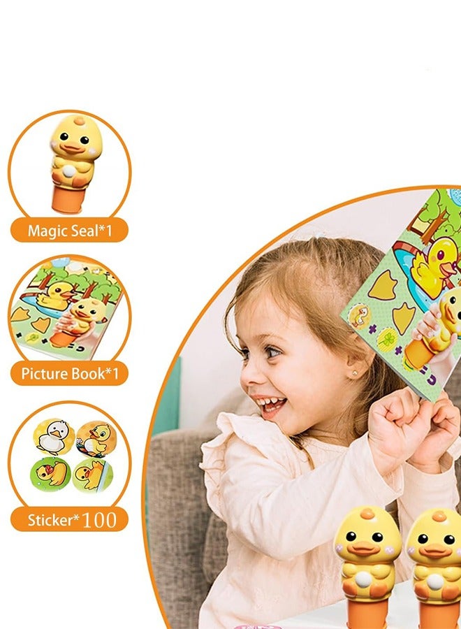 فيلكرو 100 قطعة من ملصقات البطة الصفراء الصغيرة القابلة للإزالة، لوحة أنشطة صغيرة وختم ملصقات، أفضل الألعاب لإبقاء الأطفال الصغار مشغولين، مناسبة كهدية للأولاد والبنات من سن 3 سنوات فما فوق - Image 2