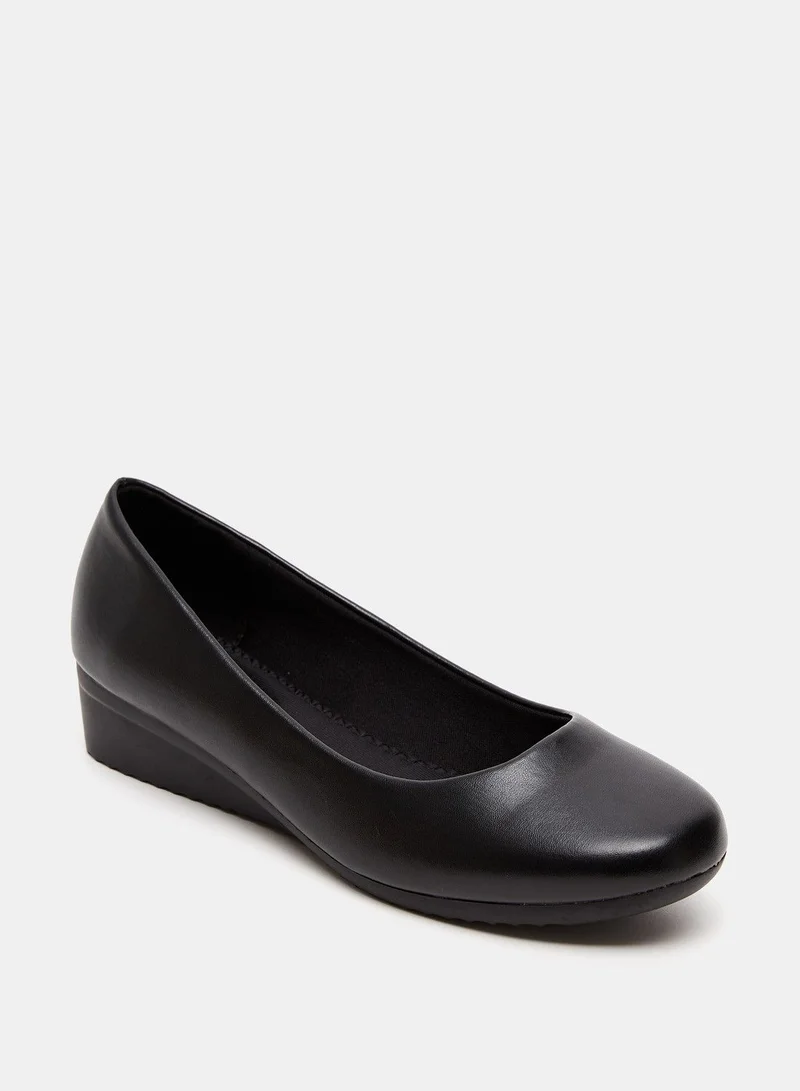 شو اكسبرس Solid Slip On Pumps with Wedge Heels Black