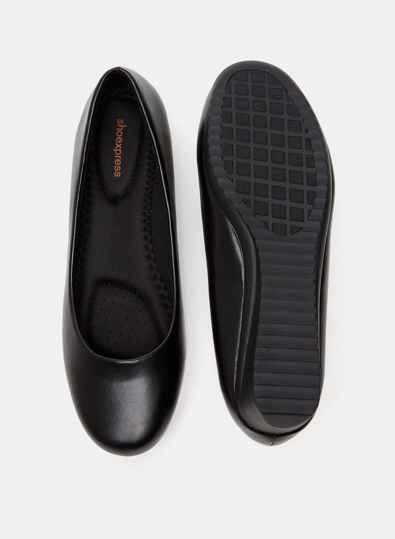 شو اكسبرس Solid Slip On Pumps with Wedge Heels Black