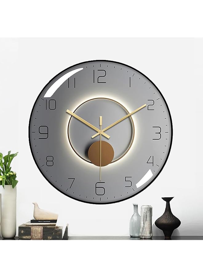 The Bros Wall Clock, 12 Inch Round Classroom Clock, 3D Curved Glass Large Wall Clock, Silent Non-Ticking Battery Operated Quartz Clock Decorative for School, Office, Living Room - Image 1