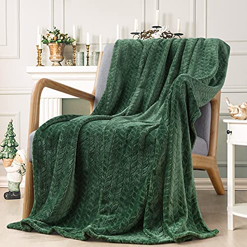 Inhand Fleece Throw Blankets, Super Soft Flannel Cozy Blankets for Adults, Washable Lightweight Blanket for Couch Sofa Bed Office, Warm Plush Blankets for All Season (50"×60", Green) - Image 1