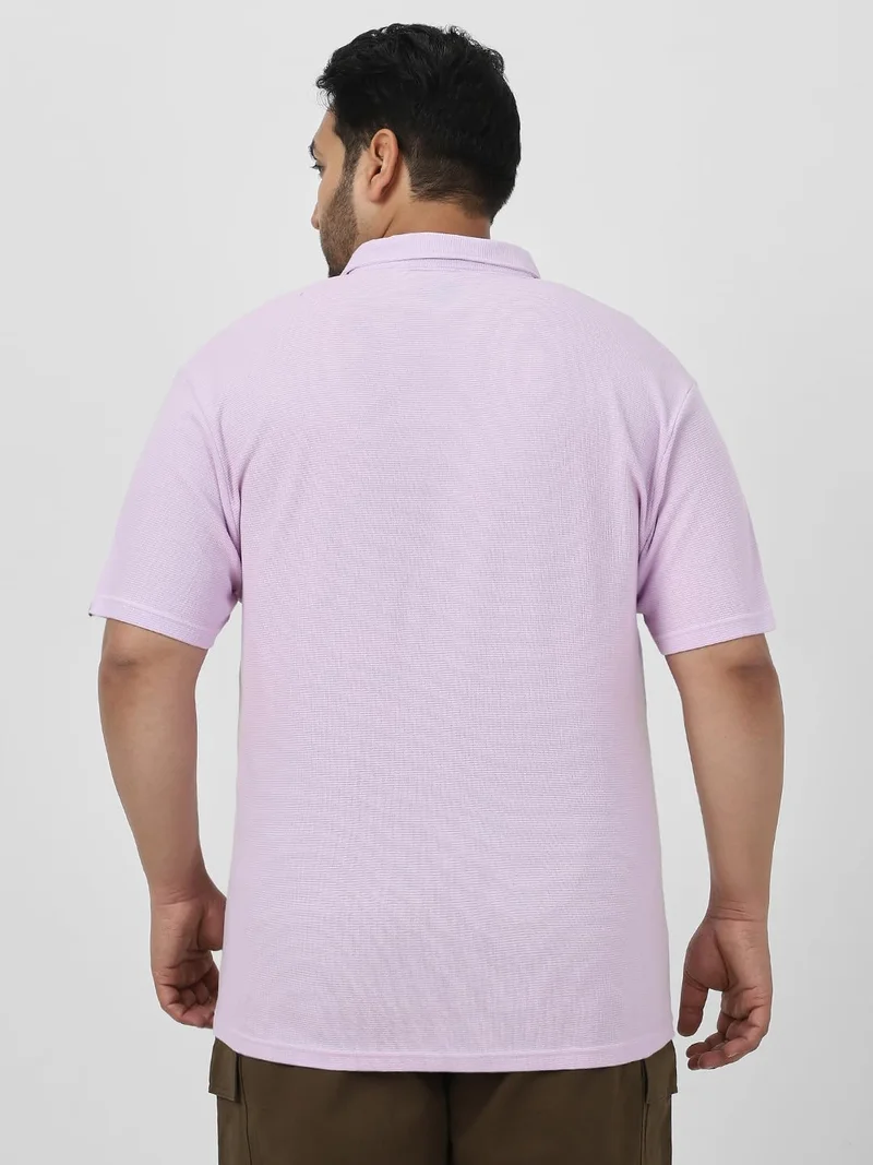 Urbano Fashion  Urbano Plus Men's Lilac Textured Regular Fit Half Sleeve Cotton Polo T-Shirt  | Best Price UAE