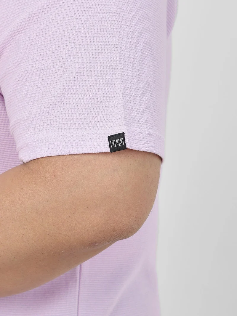 Urbano Fashion  Urbano Plus Men's Lilac Textured Regular Fit Half Sleeve Cotton Polo T-Shirt  | Best Price UAE