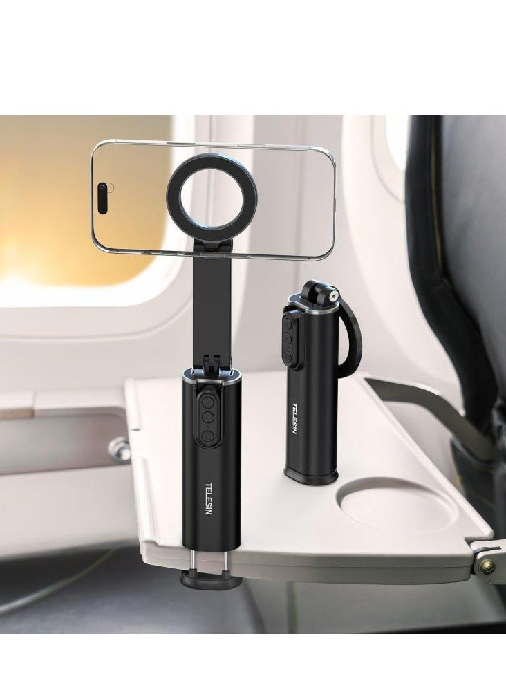 تيليسن حامل هاتف مغناطيسي للسفر مع جهاز تحكم عن بُعد بالبلوتوث | دوران 360°، متوافق مع MagSafe، حامل مكتبي محمول للآيفون والأندرويد | قاعدة تصوير وفيديو ومكالمات مدمجة للسفر - Image 1
