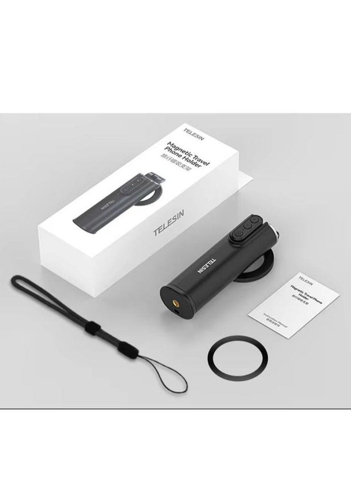 تيليسن حامل هاتف مغناطيسي للسفر مع جهاز تحكم عن بُعد بالبلوتوث | دوران 360°، متوافق مع MagSafe، حامل مكتبي محمول للآيفون والأندرويد | قاعدة تصوير وفيديو ومكالمات مدمجة للسفر - Image 2