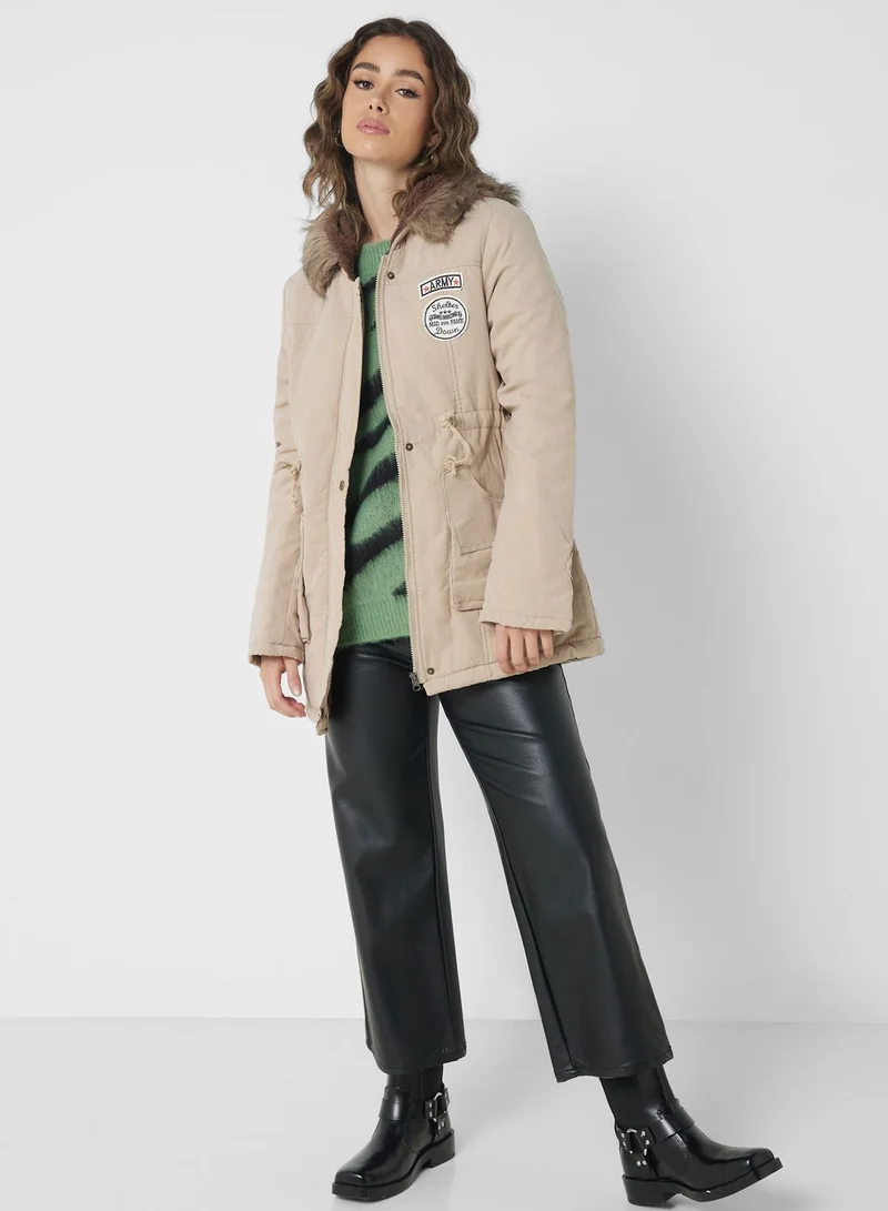 Ginger Quilted Jacket With Fur Hood