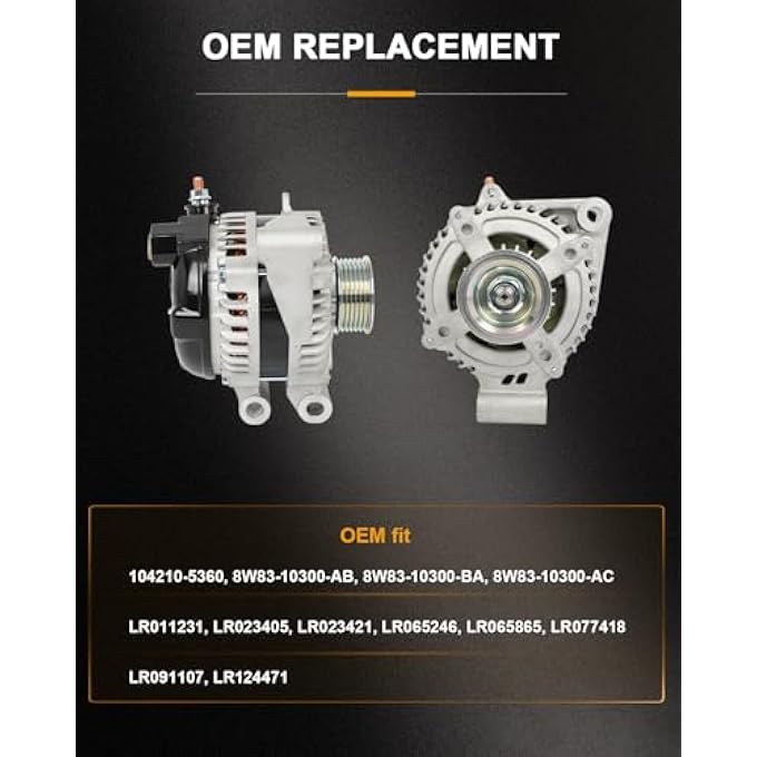 ROADFAR New Alternator Compatible for Jaguar for F-Pace 3.0L 2017-2020,for Jaguar for F-Pace 5.0L 2019-2020,for Jaguar for F-Type 3.0/5.0L 2014-2020, Replace 104210-5360 - Image 3