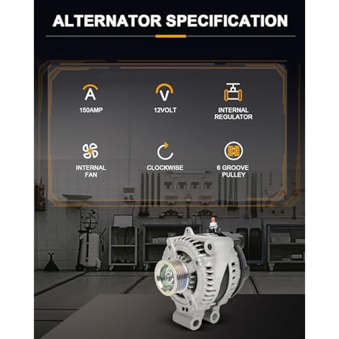 ROADFAR New Alternator Compatible for Jaguar for F-Pace 3.0L 2017-2020,for Jaguar for F-Pace 5.0L 2019-2020,for Jaguar for F-Type 3.0/5.0L 2014-2020, Replace 104210-5360 - Image 2