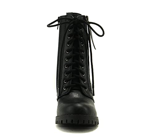 Soda Women's Malia Combat Boot (Black PU, numeric_7) - Image 4