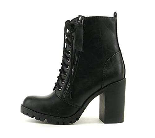 Soda Women's Malia Combat Boot (Black PU, numeric_7) - Image 1