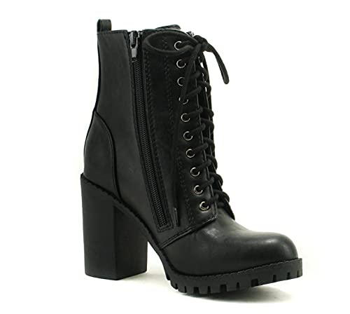 Soda Women's Malia Combat Boot (Black PU, numeric_7) - Image 2