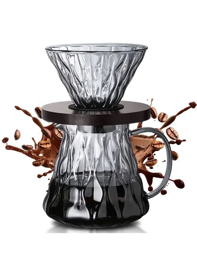 مجموعة صانع القهوة بالتنقيط الشفاف 17 أونصة من الزجاج البوروسيليكات إبريق ومرش 1 إلى 4 أكواب - Image 2