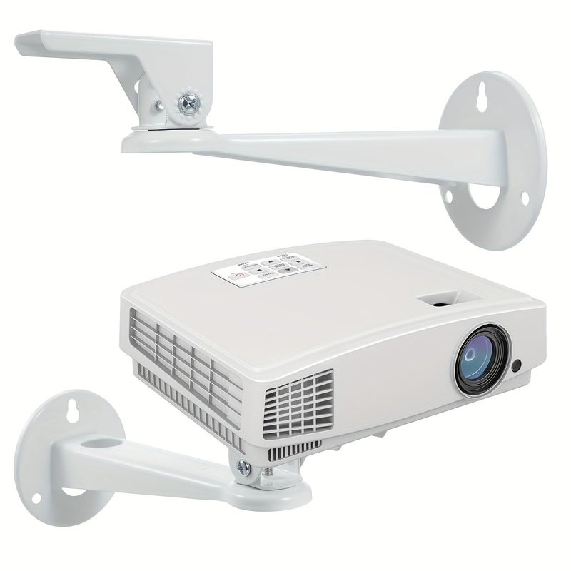White 360 Rotatable Heavy Duty Projector Wall Mount Metal Universal - Image 1