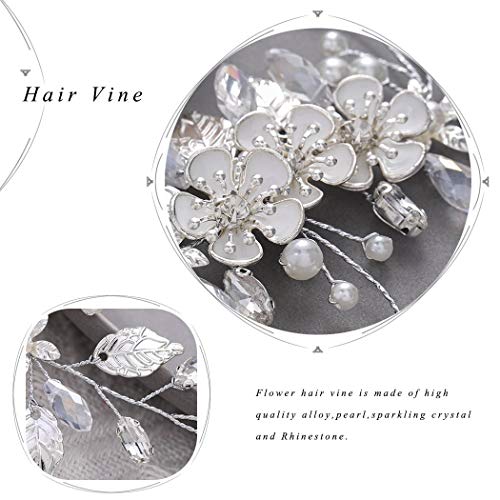 GORAIS Bride Wedding Hair Vine Flower Hair Piece Rhinestone Bridal Headpiece Hair Accessories for Women - Image 3