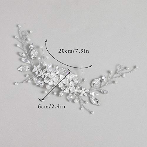 GORAIS Bride Wedding Hair Vine Flower Hair Piece Rhinestone Bridal Headpiece Hair Accessories for Women - Image 2