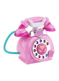 Manos Pink Toy Phone with Dial Pad, Heart Decorations, Pack of 1 Telephone Toy ,landline Pink Phone Toy for Kids  - Image 1