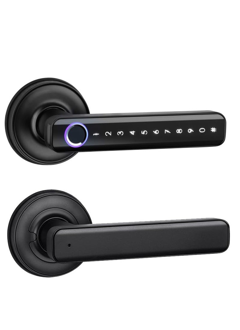 LUMIVE - Lumive Bluetooth Smart Door Lock, Fingerprint Unlock, Touch Keypad, App Control, Backup Keys, Access Cards, Suitable for Home, Hotel, Office, Apartment, or Bedroom (Black - Batteries Included) - Image 1