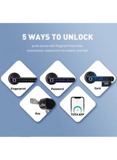 LUMIVE Lumive Bluetooth Smart Door Lock, Fingerprint Unlock, Touch Keypad, App Control, Backup Keys, Access Cards, Suitable for Home, Hotel, Office, Apartment, or Bedroom (Black - Batteries Included)  - Image 2