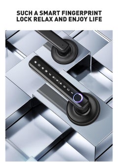 LUMIVE Lumive Bluetooth Smart Door Lock, Fingerprint Unlock, Touch Keypad, App Control, Backup Keys, Access Cards, Suitable for Home, Hotel, Office, Apartment, or Bedroom (Black - Batteries Included)  - Image 5