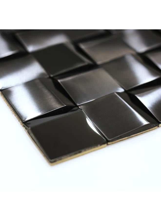 Elephantile 5 Sheets Black Tiles Metal Mosaic Wall Backsplash Tile 3D Wall Panels [5 Sq.feet] - Image 2