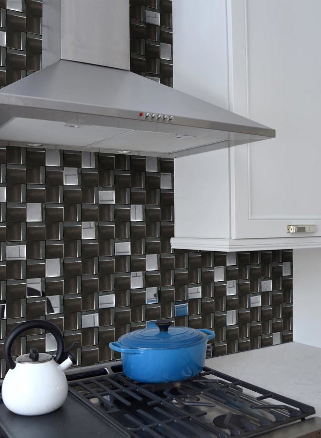 Elephantile 5 Sheets Black Tiles Metal Mosaic Wall Backsplash Tile 3D Wall Panels [5 Sq.feet] - Image 4