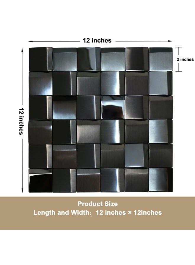 Elephantile 5 Sheets Black Tiles Metal Mosaic Wall Backsplash Tile 3D Wall Panels [5 Sq.feet] - Image 3