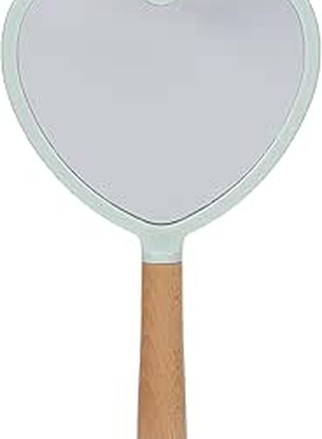 Green Heart Shaped Handheld Makeup Mirror with Handle Portable Travel Vanity Mirror - Image 1