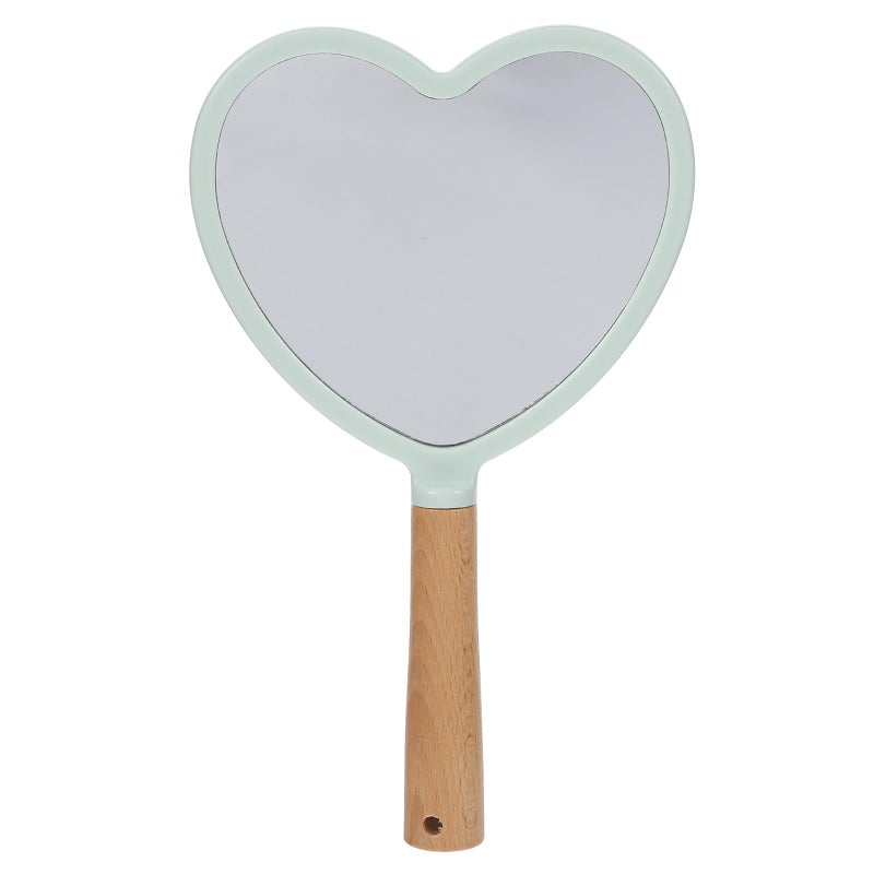Green Heart Shaped Handheld Makeup Mirror with Handle Portable Travel Vanity Mirror - Image 2
