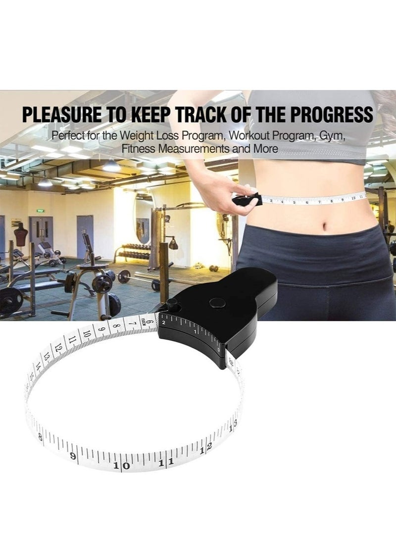 YALONG - Body Measuring Tape, Accurate Waist Measuring Tape for Weight Loss, Handcrafts Tailor Automatic Telescopic Body Tape White/Black 4 PCS - Image 1