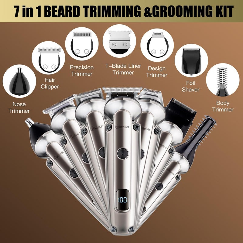 Hatteker Beard Trimmer for Men, Waterproof Hair Trimmer Electric Razor, Cordless Hair Clippers Shavers for Men, Shaving Kit for Nose Mustache Body Facial, Beard Grooming Kit - Image 3