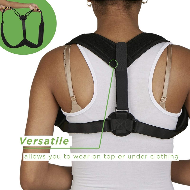 Mind Reader Posture Corrector, Adjustable Clavicle Brace, Lightweight, Posture Support, Nylon, 14"L x 4.25"W x 11.5"H, Black - Image 3