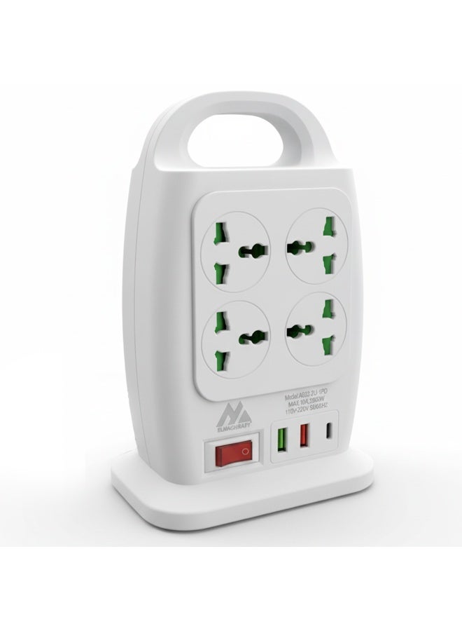 ELMAGHRABY A022-8U-2PD Double Sided Power Strip Extension 2500W with 8 Universal Outlets and 8 USB Ports , 1 Type-C Support PD Fast Charging, Surge Protector with Switch Control, 850°C Anti Flaming , Safe and Portable Design for Home & Office Use - Image 5