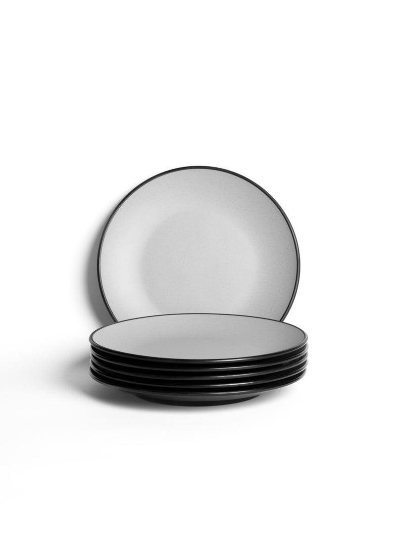 Master Gold - 6 Pieces Melamine Round Flat Dinner Plates | Ideal for Serving Meat, Noodles & Desserts | Shatterproof, Dishwasher & Microwave Safe | for Home, Restaurant, Hotels (Grey | Black) - Image 1