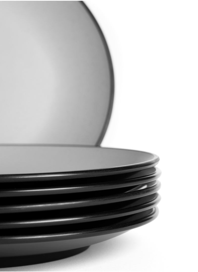 Master Gold - 6 Pieces Melamine Round Flat Dinner Plates | Ideal for Serving Meat, Noodles & Desserts | Shatterproof, Dishwasher & Microwave Safe | for Home, Restaurant, Hotels (Grey | Black) - Image 1