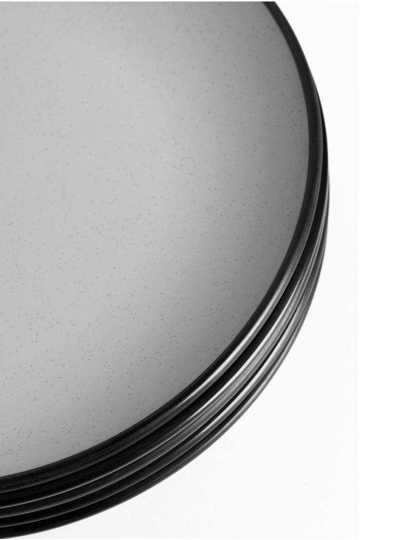 Master Gold - 6 Pieces Melamine Round Flat Dinner Plates | Ideal for Serving Meat, Noodles & Desserts | Shatterproof, Dishwasher & Microwave Safe | for Home, Restaurant, Hotels (Grey | Black) - Image 1