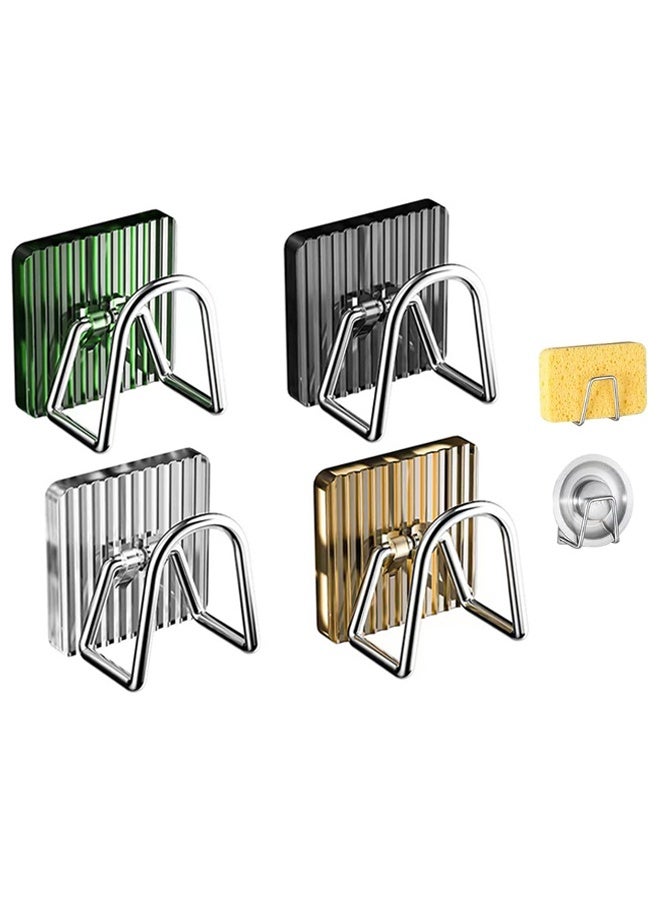 HOMESTAR 4Pcs Sponge Holder for Kitchen Sink, Strong Adhesive Clear Acrylic Kitchen Sink Sponge Caddy for Kitchen Organization in Sink， Multifunctional Inside Sink Sponge Holder - Image 2